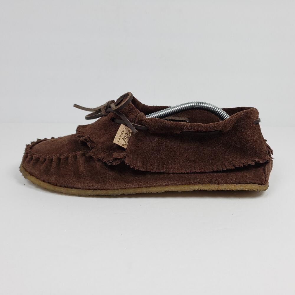 Laurentian Chief Canada Womens Size 7 Brown Leather Suede Fringe Moccasins Shoes - Picture 3 of 12